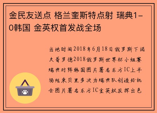 金民友送点 格兰奎斯特点射 瑞典1-0韩国 金英权首发战全场